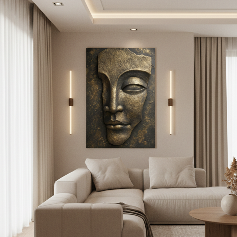 Metallic Face Textured 3D Wall Art