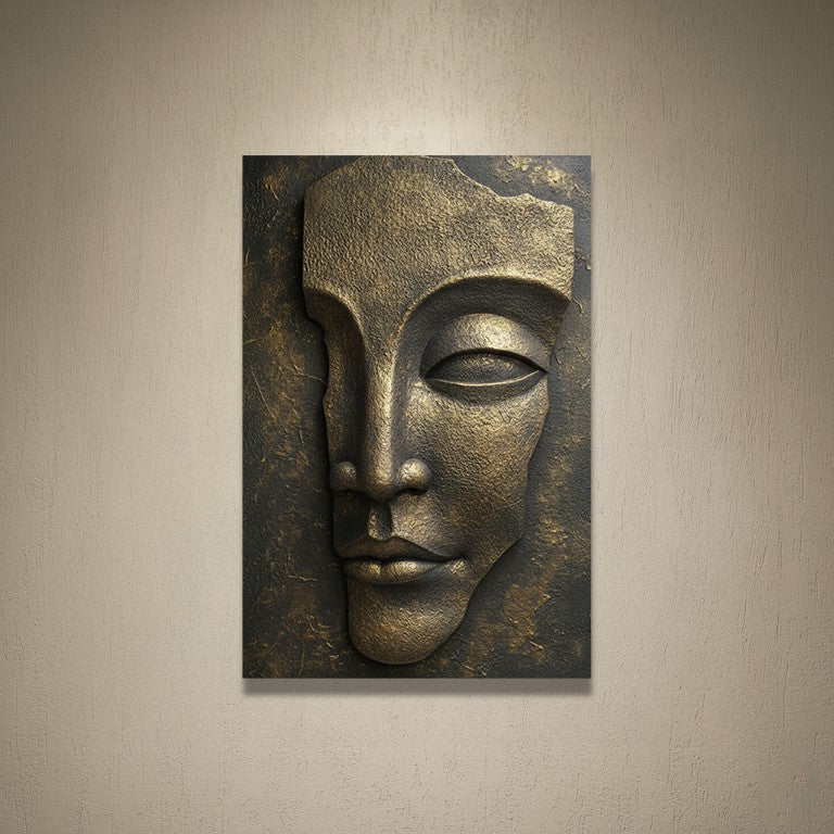 Metallic Face Textured 3D Wall Art