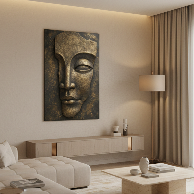 Metallic Face Textured 3D Wall Art