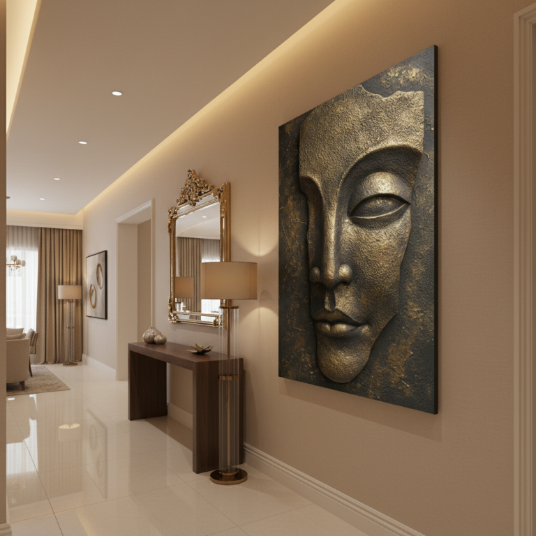 Metallic Face Textured 3D Wall Art