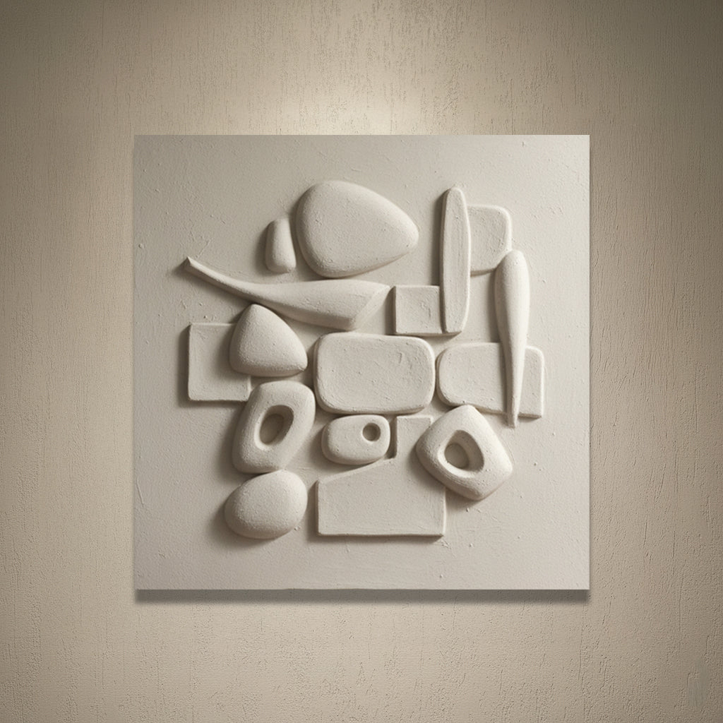 Minimal White Abstract Relief 3D Wall Art