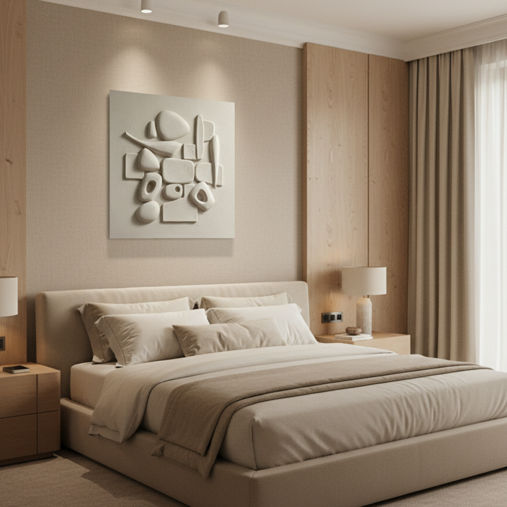 Minimal White Abstract Relief 3D Wall Art