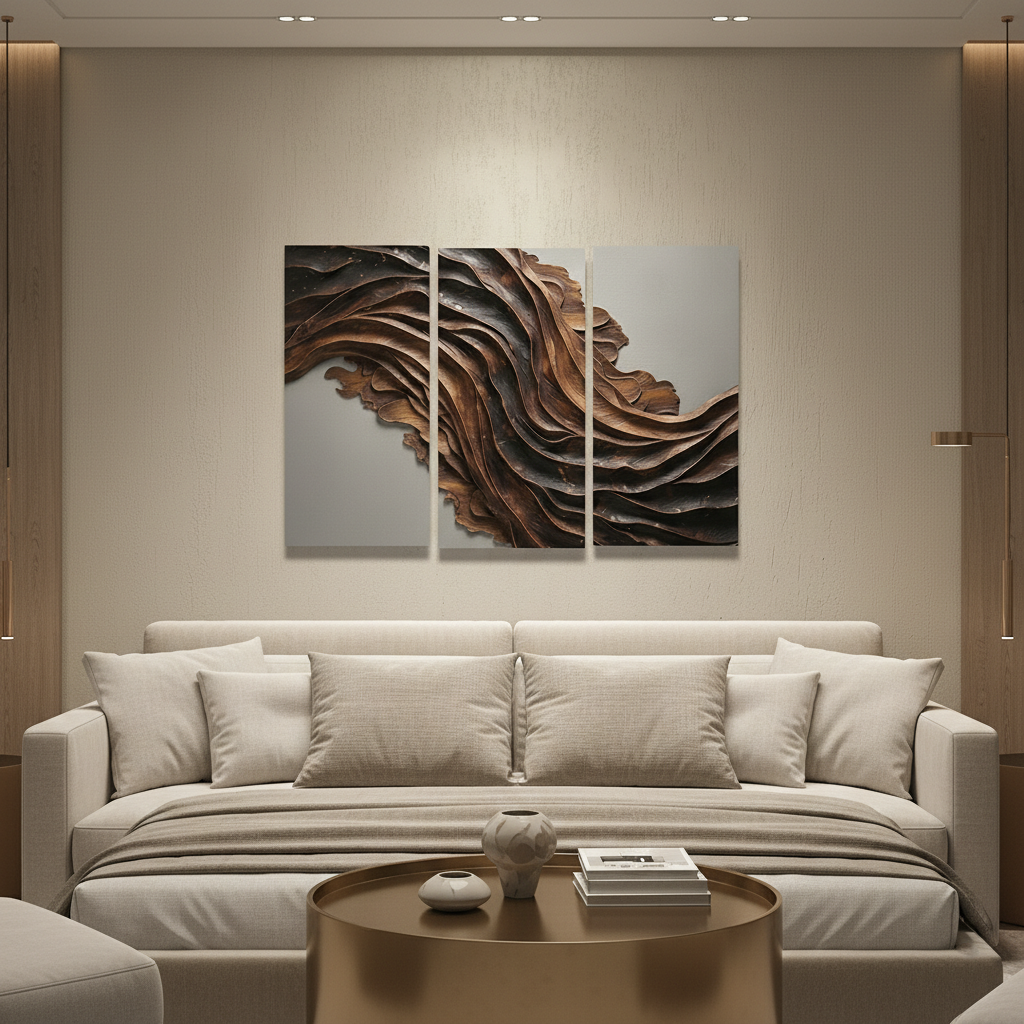 Wave Pattern Wooden 3D Wall Art