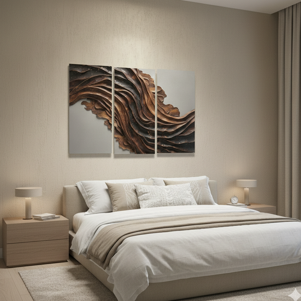 Wave Pattern Wooden 3D Wall Art