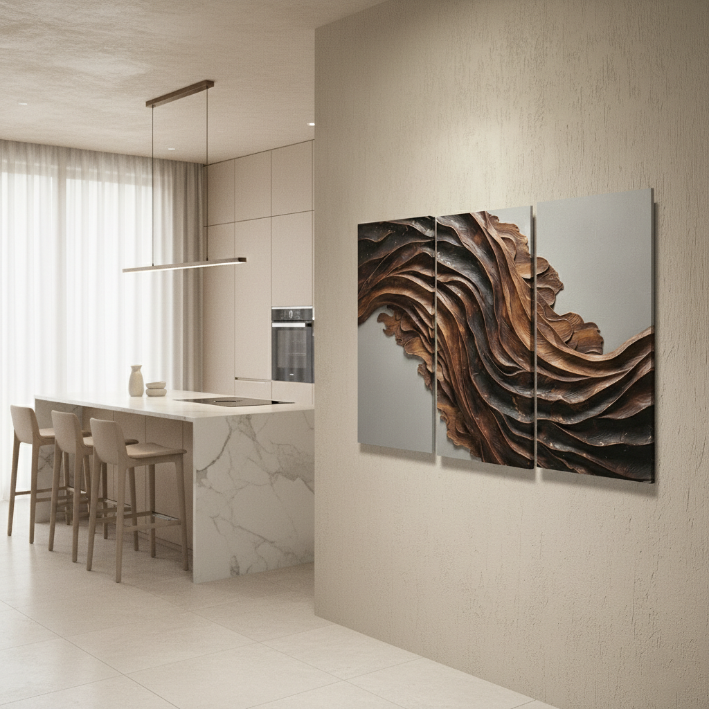 Wave Pattern Wooden 3D Wall Art
