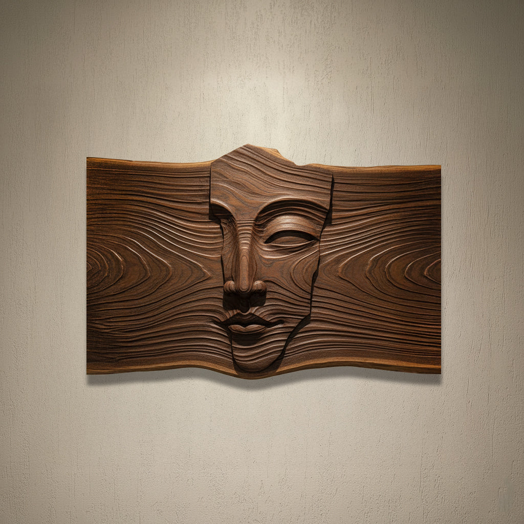 Wooden Face Carved 3D Wall Art