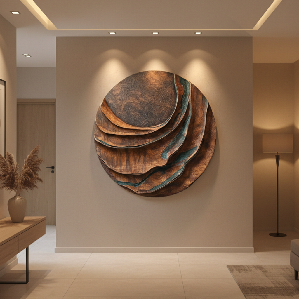Circular Wooden Wave 3D Wall Art