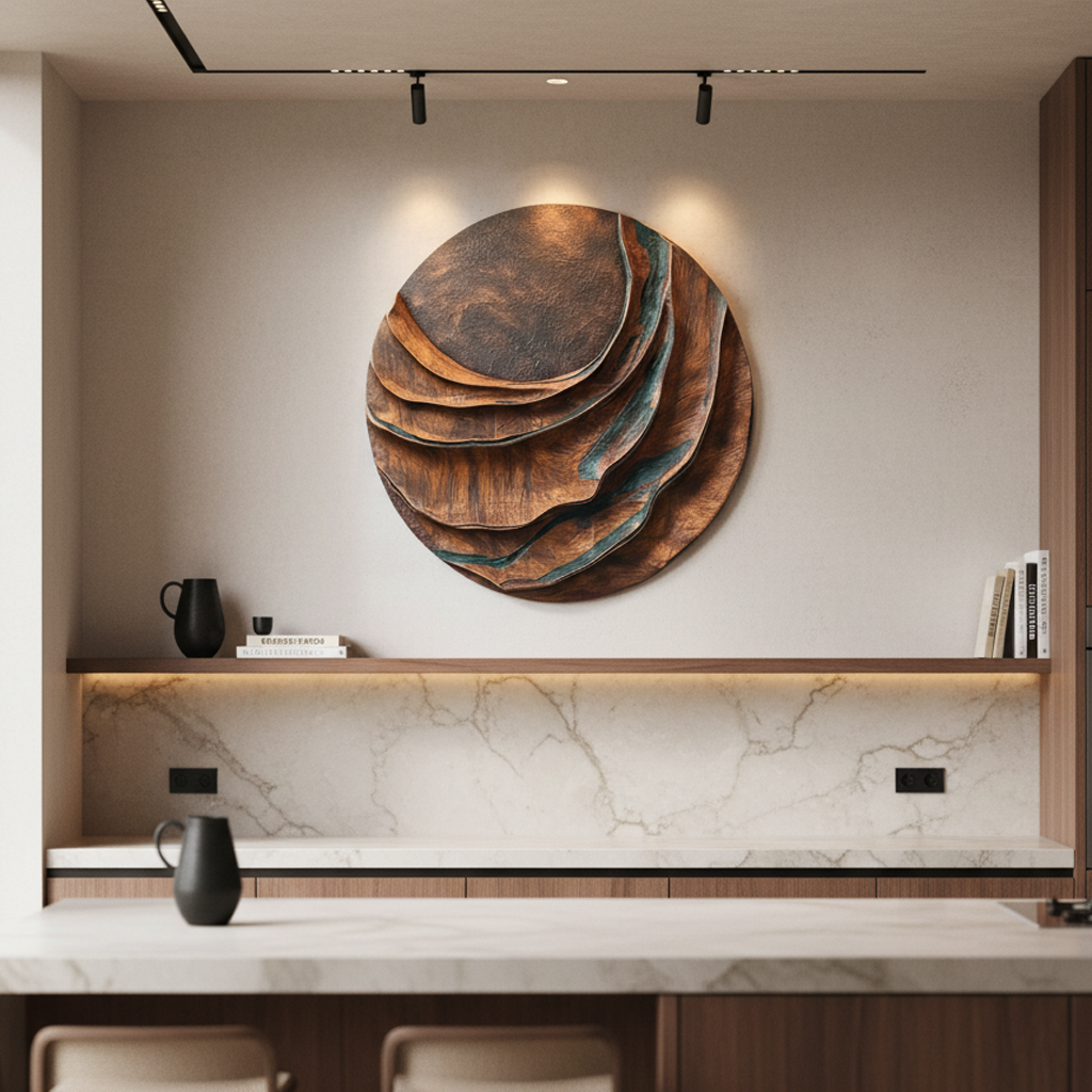 Circular Wooden Wave 3D Wall Art