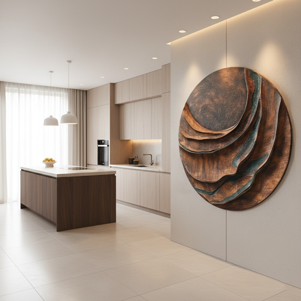 Circular Wooden Wave 3D Wall Art