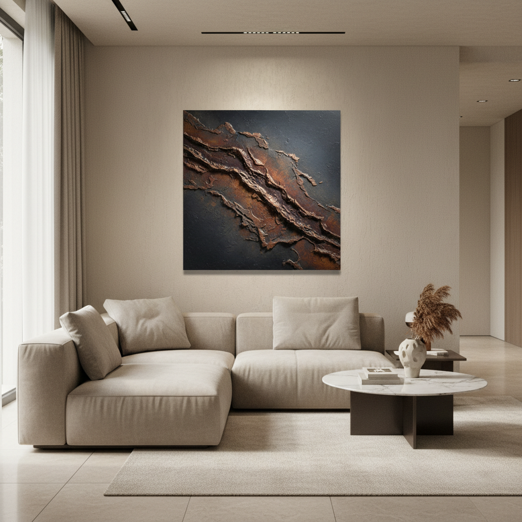 Rusted Metal Textured Abstract 3D Wall Art