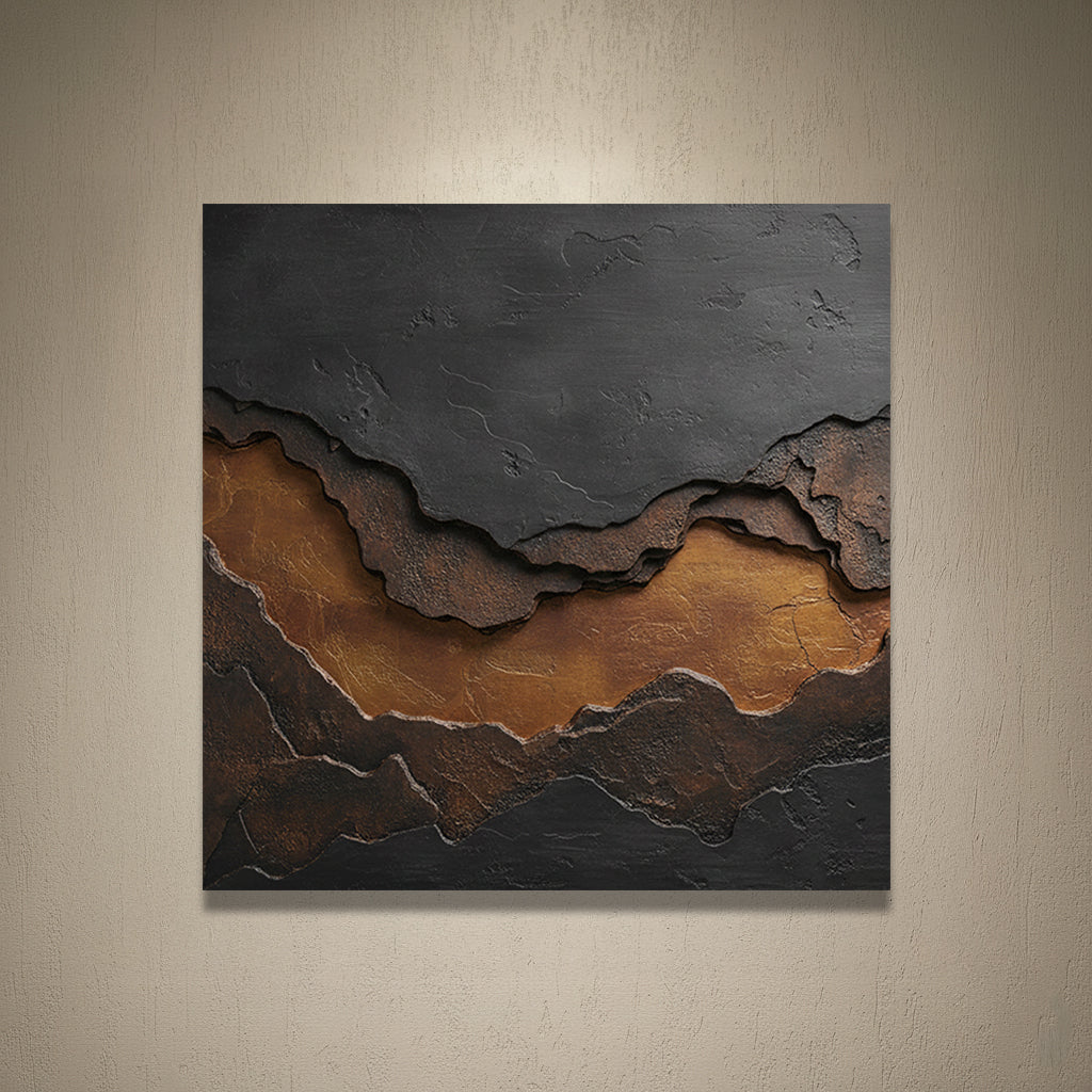 Layered Stone Texture Abstract Wall Art – Dark Modern Décor