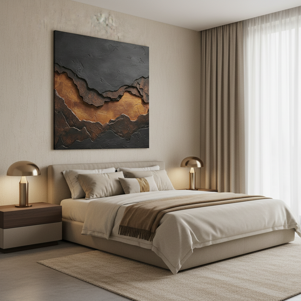 Layered Stone Texture Abstract Wall Art – Dark Modern Décor