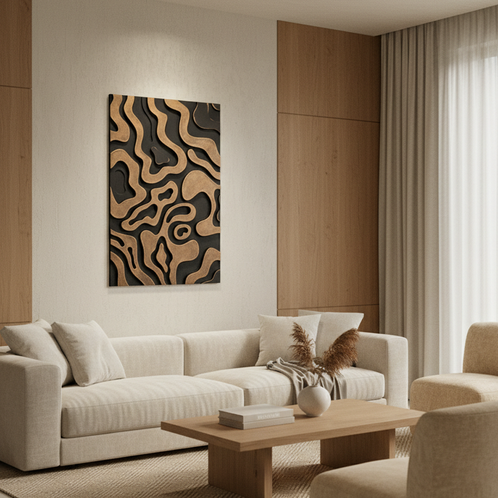 Black & Gold Abstract Wave 3D Wall Art